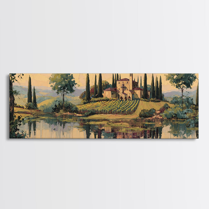 Italian Villa Vineyard Landscape Canvas Print, Winery Art, Gallery Decor, Winery Decor, Fine Art, Vineyard, Wall Art, WIN-3x1-36