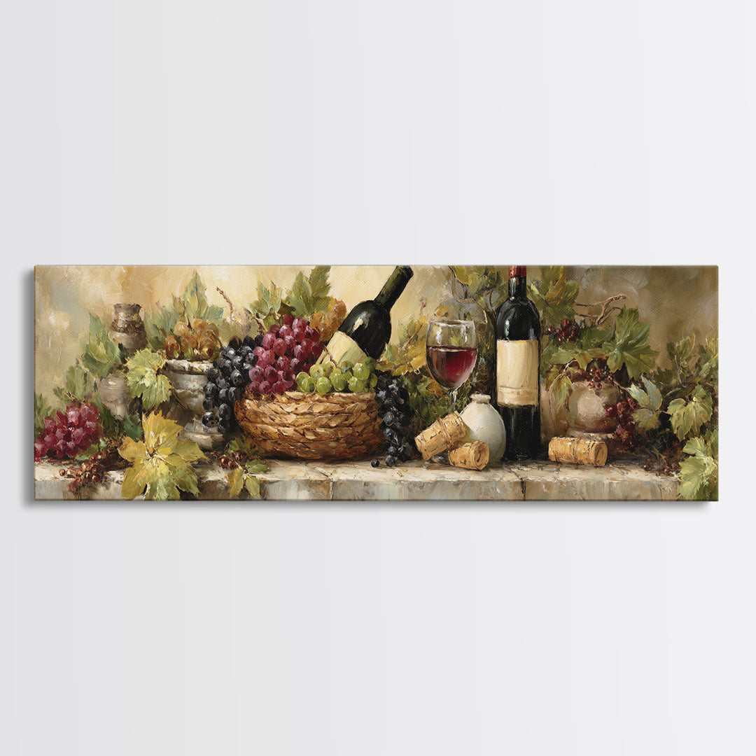 Wine Harvest Basket Canvas Print, Winery Art, Kitchen Wall Art, Winery Decor, Fine Art, Vineyard, Matisse Print, Landscape Art, WIN-3x1-38