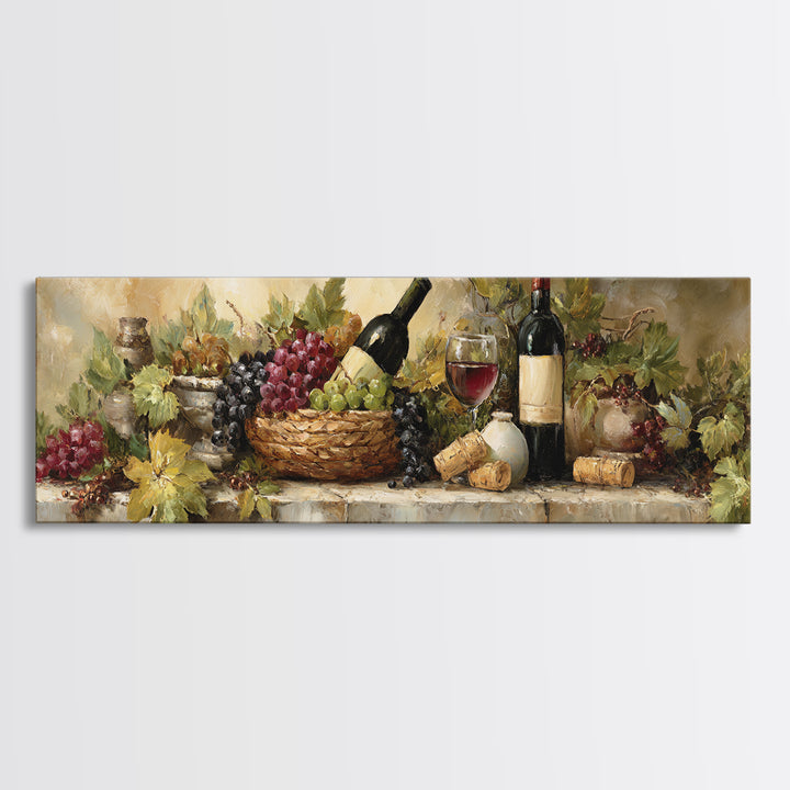 Wine Harvest Basket Canvas Print, Winery Art, Kitchen Wall Art, Winery Decor, Fine Art, Vineyard, Matisse Print, Landscape Art, WIN-3x1-38