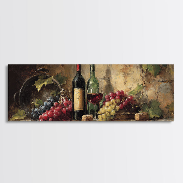 Old Cellar Key and Wine Label Shapes Canvas Print, Winery Art, Bar Decor, Winery Decor, Abstract Art, Vineyard, Boho Decor, WIN-3x1-4