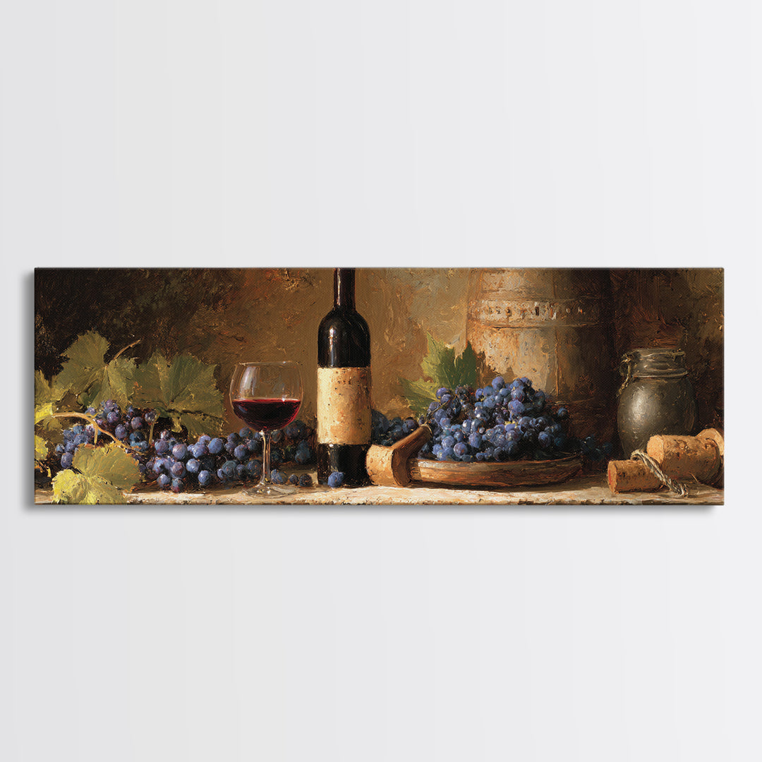 Corkscrew and Corks on Rustic Wood Framed Canvas Print, Winery Art, Modern Decor, Winery Decor, Fine Art, Vineyard, Wall Decor, WIN-3x1-44
