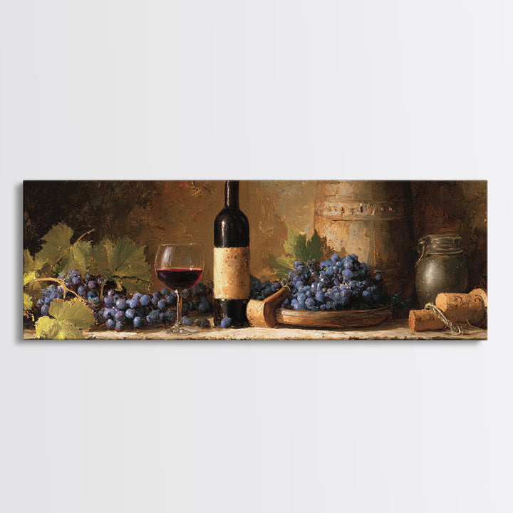 Corkscrew and Corks on Rustic Wood Framed Canvas Print, Winery Art, Modern Decor, Winery Decor, Fine Art, Vineyard, Wall Decor, WIN-3x1-44