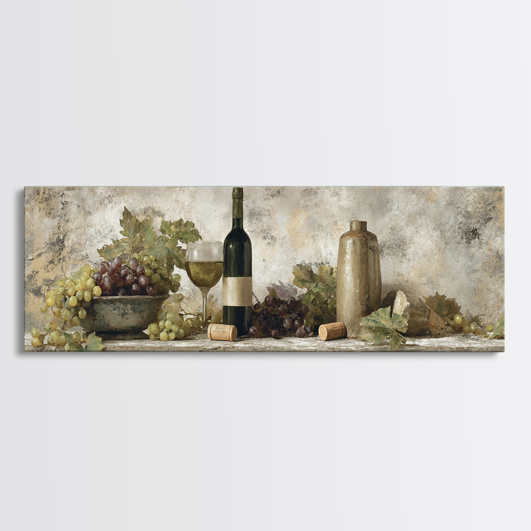 French Vineyard Hills Canvas Print, Winery Art, Textured Painting, Winery Decor, Fine Art, Vineyard, Oil Painting, Wall Hanging, WIN-3x1-48
