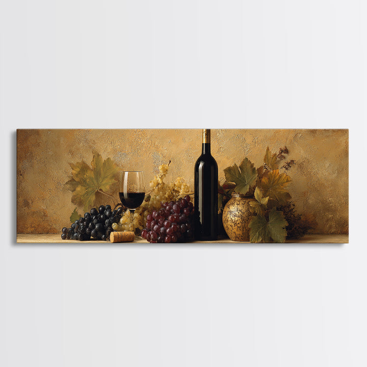 Black and Gold Wine Bottle Silhouette Framed Canvas Print, Winery Art, Minimalist Decor, Winery Decor, Fine Art, Vineyard, WIN-3x1-56