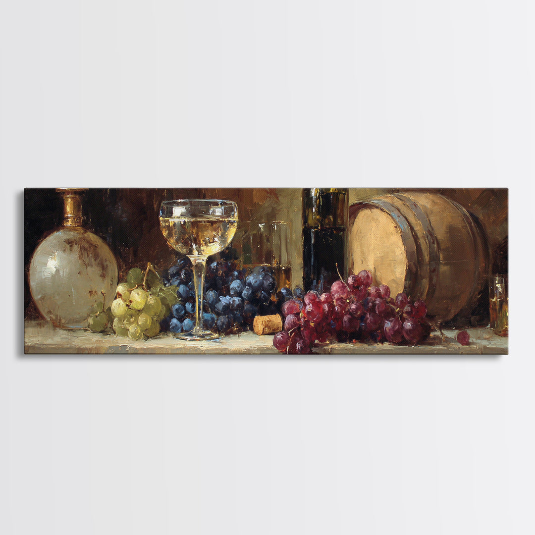 Champagne Coupe with Bubbles and Light Framed Canvas Print, Winery Art, Painting, Winery Decor, Vineyard, Living Room Decor, WIN-3x1-59