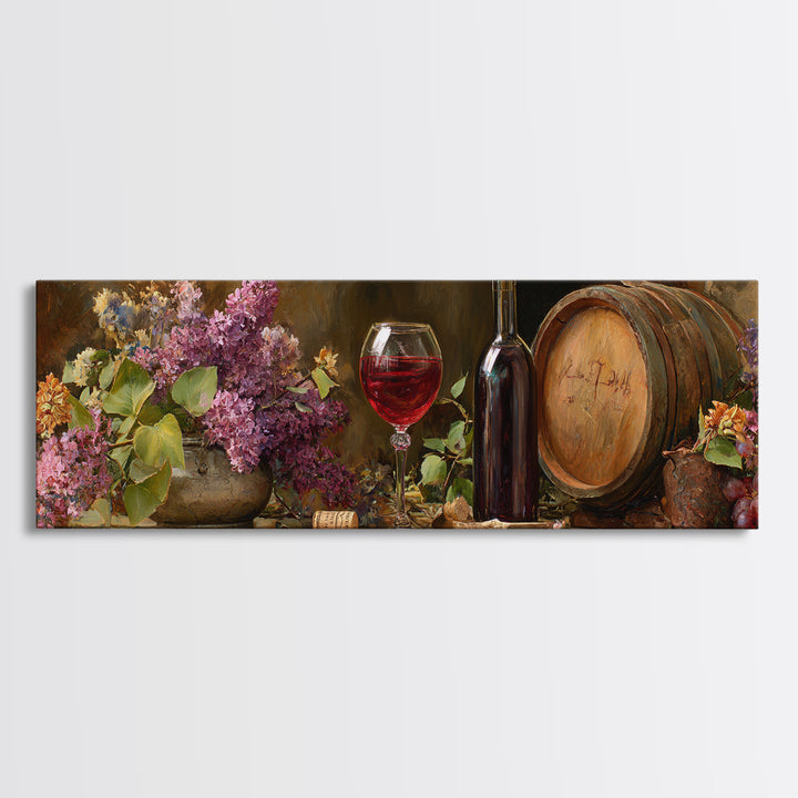 Ros Glass Beside Summer Flowers Canvas Print, Winery Art, Matisse Print, Winery Decor, Fine Art, Vineyard, Luxury Decor, WIN-3x1-6
