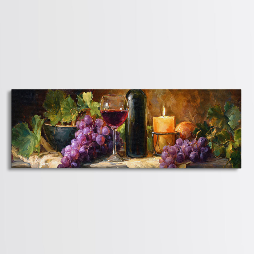 Single Grape Cluster Botanical Study Canvas Print, Winery Art, Travel Poster, Winery Decor, Watercolor Art, Vineyard, WIN-3x1-61