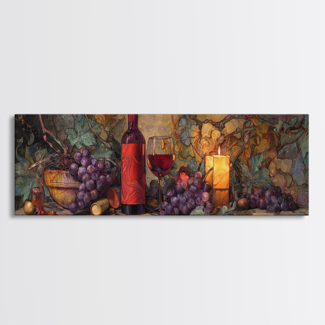 Red Wine Swirl Abstract Canvas Print, Winery Art, Kitchen Wall Art, Winery Decor, Vineyard, Matisse Print, Landscape Art, WIN-3x1-71