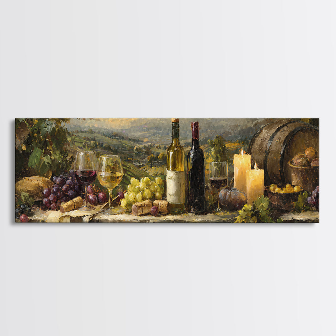 French Vineyard Hills Canvas Print, Winery Art, Textured Painting, Winery Decor, Fine Art, Vineyard, Oil Painting, Wall Hanging, WIN-3x1-96