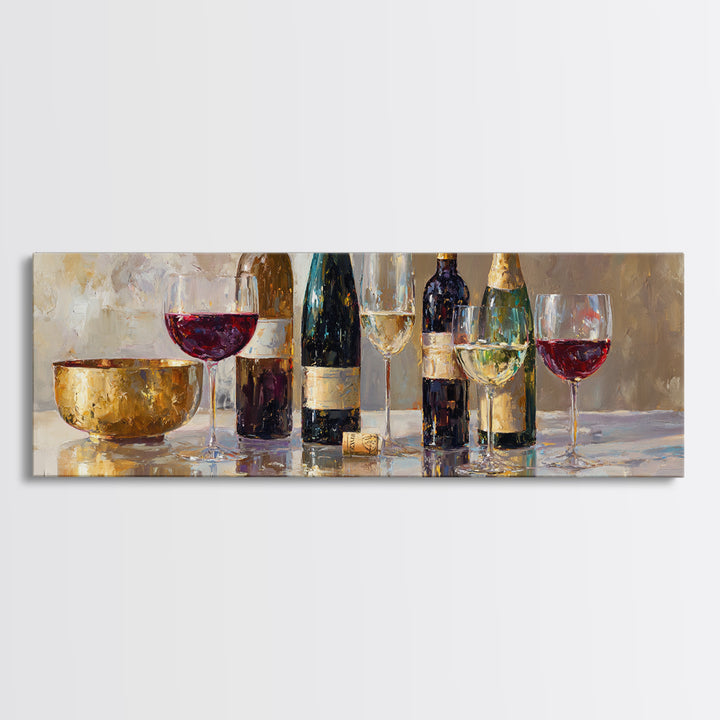 Wine Tasting Flight Rendered as Elegant Still Canvas Print, Winery Art, Bar Art, Winery Decor, Fine Art, Vineyard, WIN-3x1-98