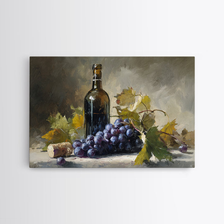 Single Grape Cluster Botanical Study Canvas Print, Winery Art, Retro Wall Art, Winery Decor, Fine Art, Vineyard, Modern Decor, WIN-3x2-1