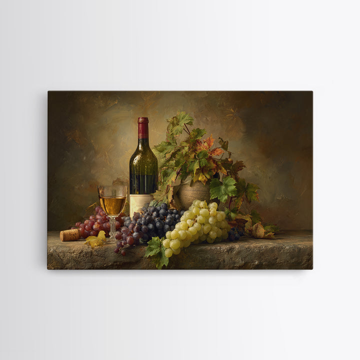Wine Tasting Flight Rendered as Elegant Still Framed Canvas Print, Winery Art, Kitchen Wall Art, Winery Decor, Vineyard, WIN-3x2-14
