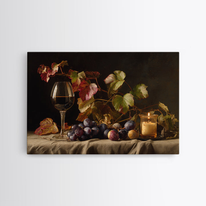 Vine Leaves Turning Autumn Red and Gold Framed Canvas Print, Winery Art, Watercolor Painting, Winery Decor, Fine Art, Vineyard, WIN-3x2-15