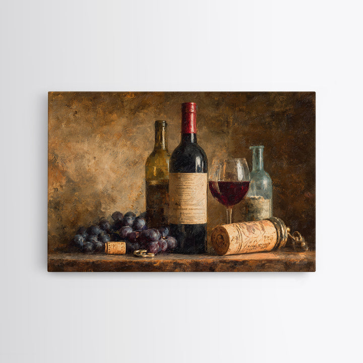 Old Cellar Key and Wine Label Shapes Canvas Print, Winery Art, Bar Decor, Winery Decor, Abstract Art, Vineyard, Boho Decor, WIN-3x2-16