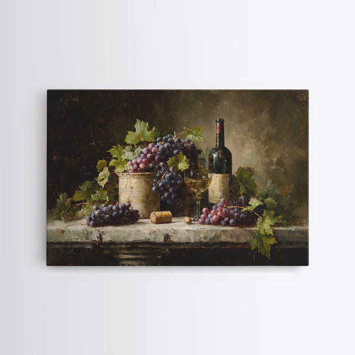 Single Grape Cluster Botanical Study Framed Canvas Print, Winery Art, Landscape Art, Winery Decor, Fine Art, Vineyard, WIN-3x2-25