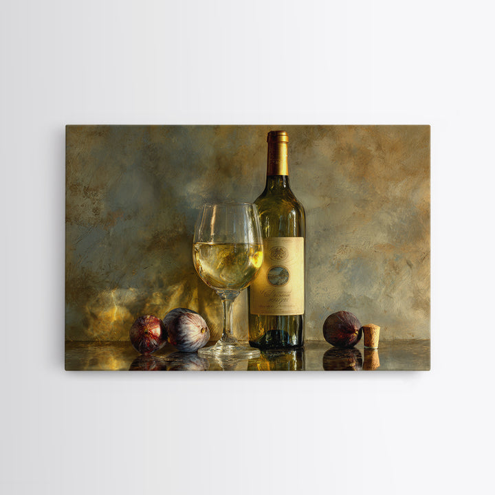 Wine Bottle and Glass Still Life Canvas Print, Winery Art, Preppy Wall Art, Winery Decor, Fine Art, Vineyard, Statement Artwork, WIN-3x2-30