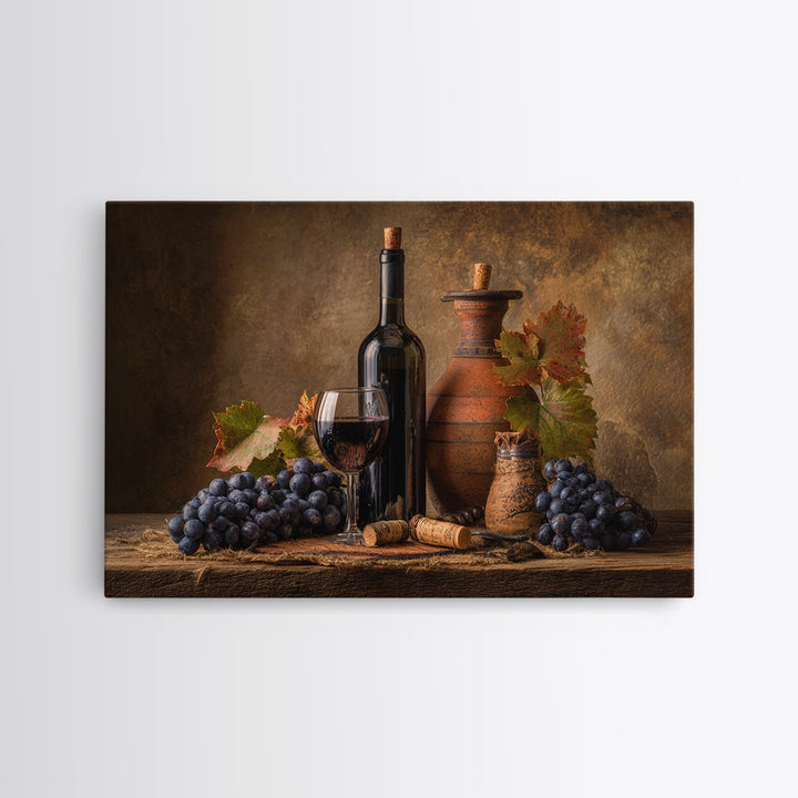 Corkscrew and Corks on Rustic Wood Canvas Print, Winery Art, Bar Art, Winery Decor, Fine Art, Vineyard, Textured Painting, WIN-3x2-32