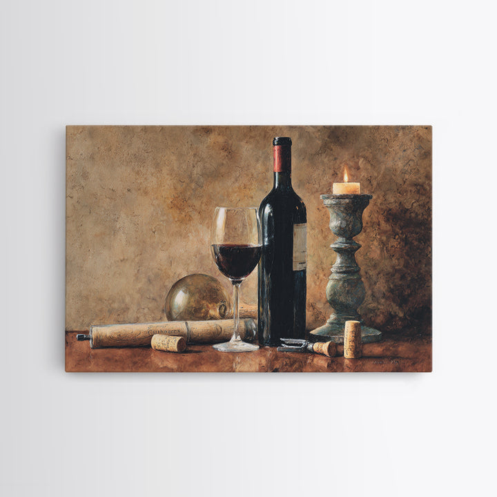 Corkscrew and Corks on Rustic Wood Canvas Print, Winery Art, Room Decor, Winery Decor, Fine Art, Vineyard, Printable Wall Art, WIN-3x2-56