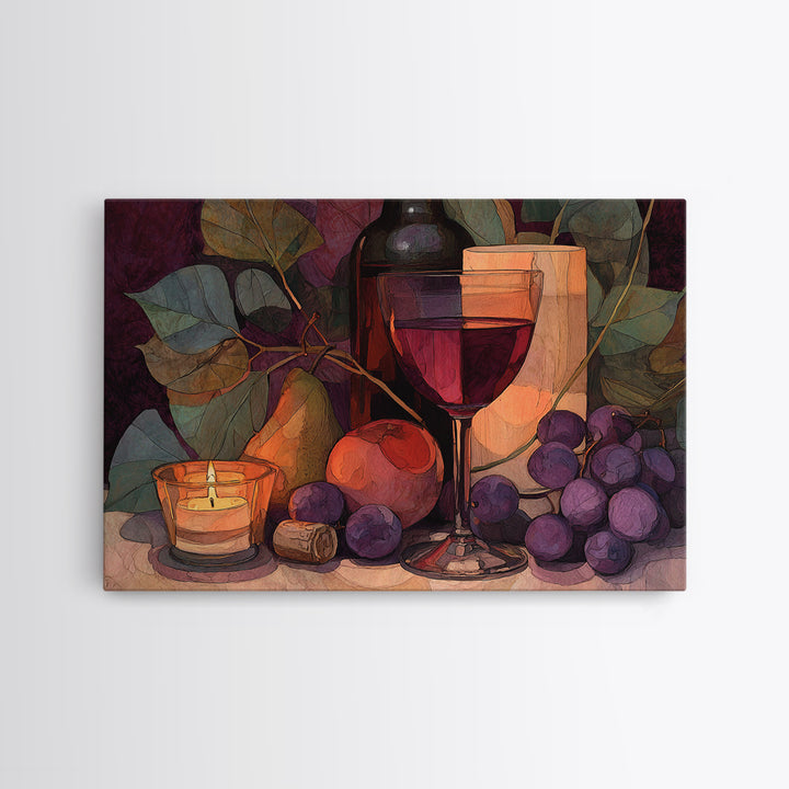 Red Wine Swirl Abstract Framed Canvas Print, Winery Art, Art Print, Winery Decor, Fine Art, Vineyard, Watercolor Painting, WIN-3x2-59