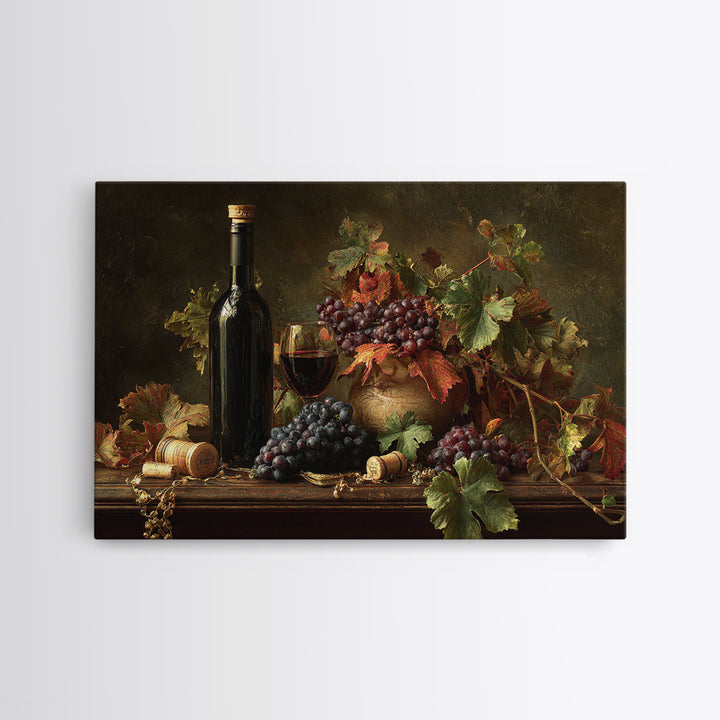 Vine Leaves Turning Autumn Red and Gold Framed Canvas Print, Winery Art, Preppy Wall Art, Winery Decor, Fine Art, Vineyard, WIN-3x2-63