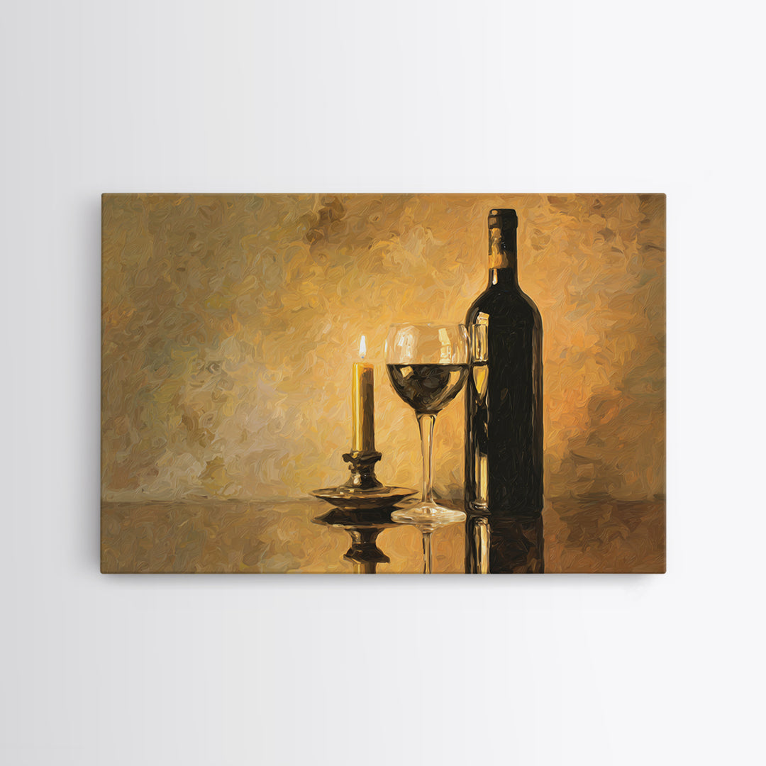 Black and Gold Wine Bottle Silhouette Canvas Print, Winery Art, Minimalist Decor, Winery Decor, Fine Art, Vineyard, Artwork, WIN-3x2-68
