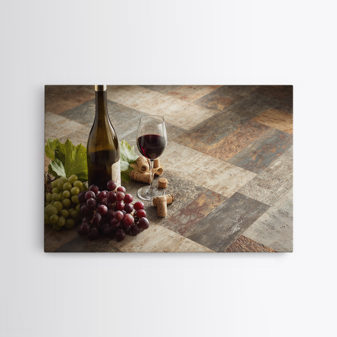 Corks Arranged as Geometric Pattern Framed Canvas Print, Winery Art, Retro Wall Art, Winery Decor, Abstract Art, Vineyard, WIN-3x2-70