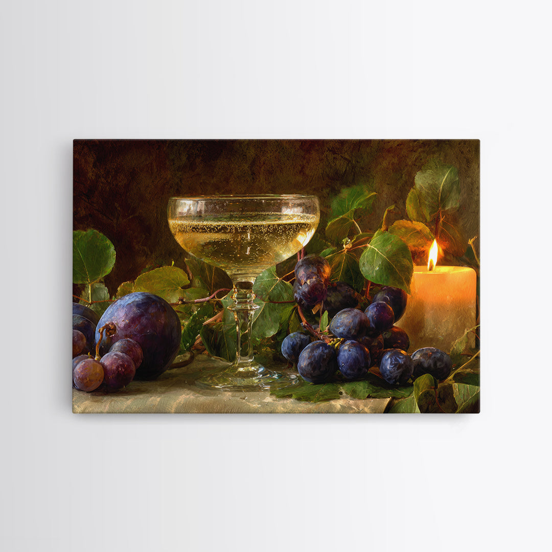 Champagne Coupe with Bubbles and Light Framed Canvas Print, Winery Art, Cocktail Wall Art, Winery Decor, Watercolor Art, WIN-3x2-71