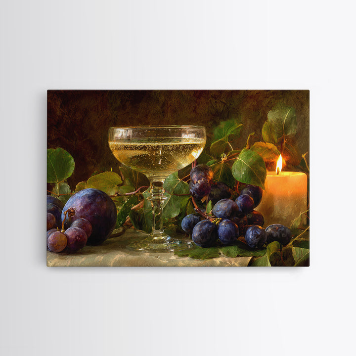 Champagne Coupe with Bubbles and Light Framed Canvas Print, Winery Art, Cocktail Wall Art, Winery Decor, Watercolor Art, WIN-3x2-71