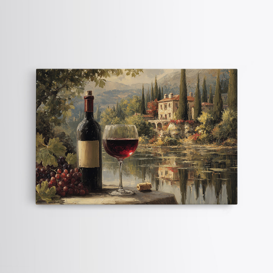 Italian Villa Vineyard Landscape Canvas Print, Winery Art, Contemporary Art, Winery Decor, Fine Art, Vineyard, Kitchen Decor, WIN-3x2-72