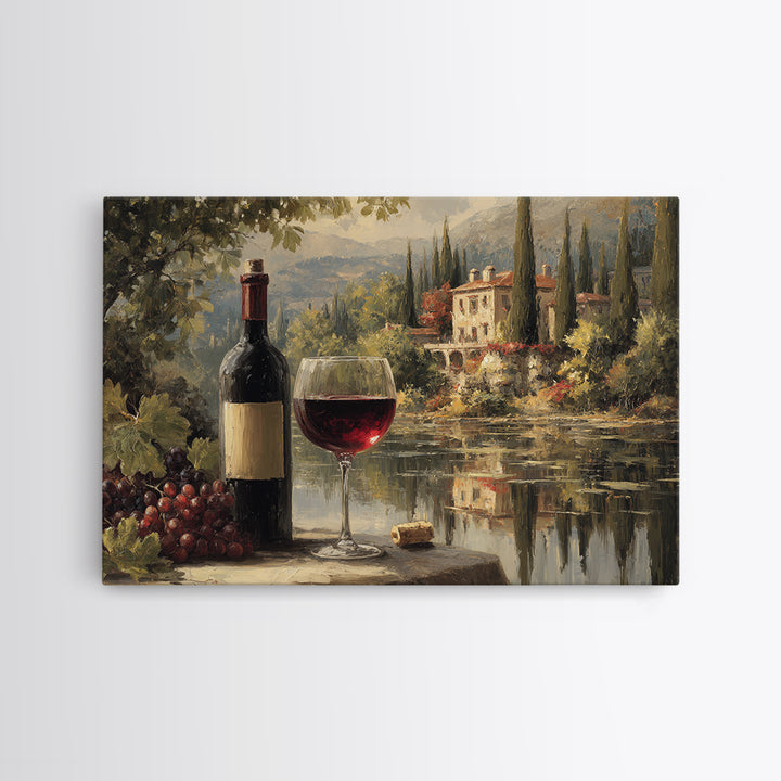 Italian Villa Vineyard Landscape Canvas Print, Winery Art, Contemporary Art, Winery Decor, Fine Art, Vineyard, Kitchen Decor, WIN-3x2-72