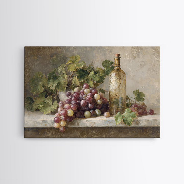 Single Grape Cluster Botanical Study Canvas Print, Winery Art, Neutral Decor, Winery Decor, Oil Painting, Vineyard, Home Decor, WIN-3x2-73