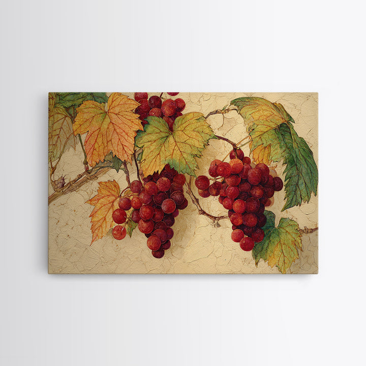 Vine Leaves Turning Autumn Red and Gold Framed Canvas Print, Winery Art, Art, Winery Decor, Fine Art, Vineyard, Farmhouse Decor, WIN-3x2-87