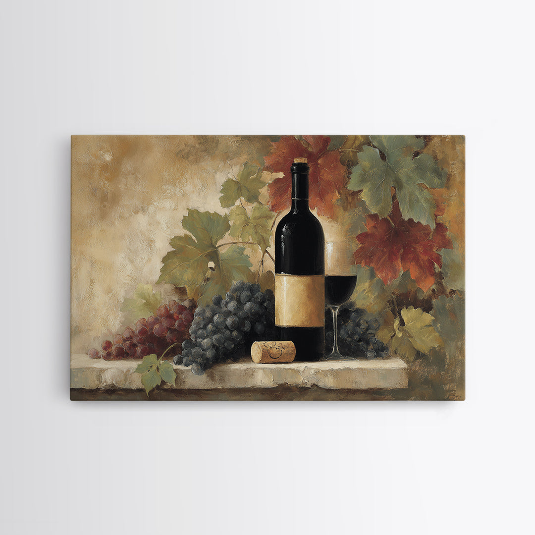 Black and Gold Wine Bottle Silhouette Framed Canvas Print, Winery Art, Painting, Winery Decor, Vineyard, Living Room Decor, WIN-3x2-92