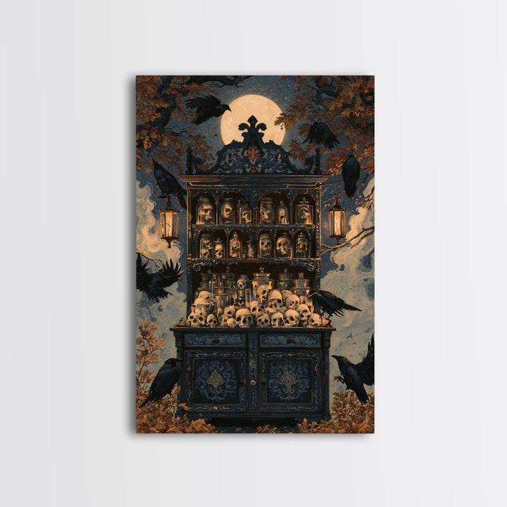 The Candlelit Skull Apothecary - Icon Portrait, Occult Wall Decor, Vertical Wall Art, Canvas Print, Halloween Home Decor, Gothic Wall Art