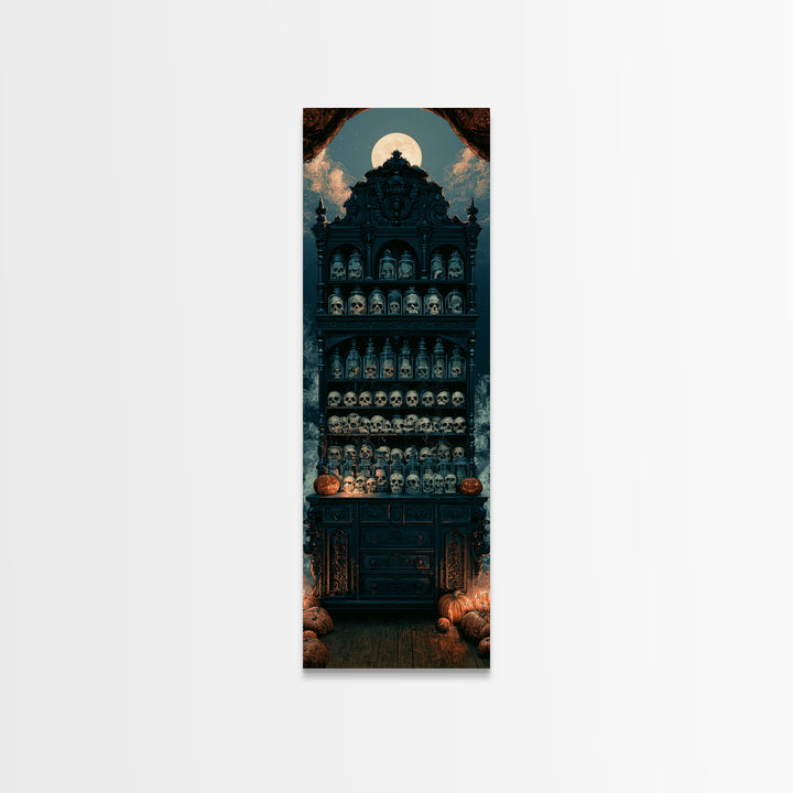 The Candlelit Skull Apothecary - Icon Portrait, Occult Wall Decor, Tall Narrow Wall Art, Canvas Print, Halloween Home Decor, Gothic Wall Art