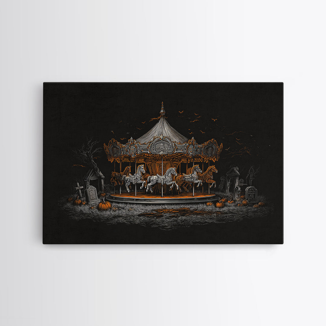 The Graveyard Carousel - Icon Portrait, Gothic Home Decor, Landscape Wall Art, Canvas Print, Halloween Home Decor, Gothic Wall Art