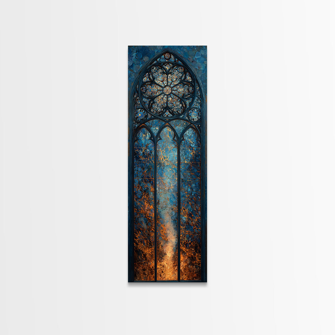 The Spiderweb Cathedral Window - Procession Scene, Dark Fantasy Wall Art, Tall Narrow Wall Art, Canvas Print, Halloween Home Decor
