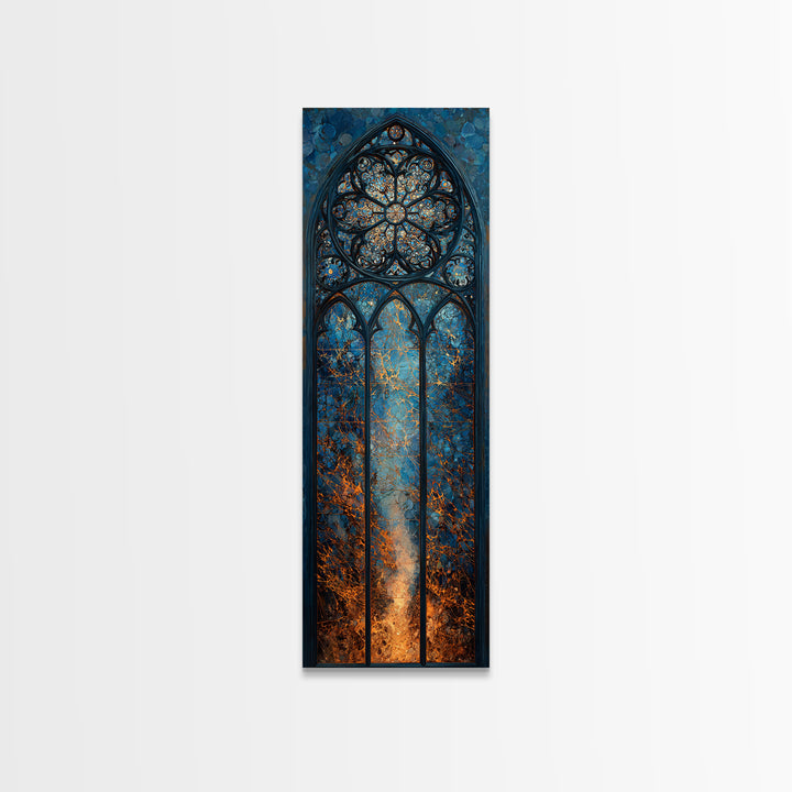 The Spiderweb Cathedral Window - Procession Scene, Dark Fantasy Wall Art, Tall Narrow Wall Art, Canvas Print, Halloween Home Decor