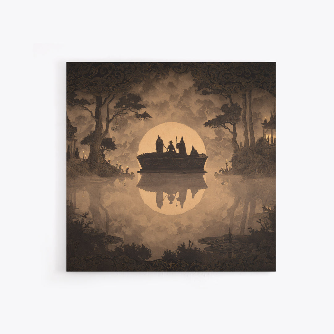 The Floating Coffin Garden - Icon Portrait, Gothic Home Decor, Square Wall Art, Canvas Print, Halloween Home Decor, Gothic Wall Art