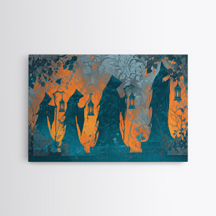 The Autumn Reaper Parade - Icon Portrait, Occult Wall Decor, Landscape Wall Art, Canvas Print, Halloween Home Decor, Gothic Wall Art