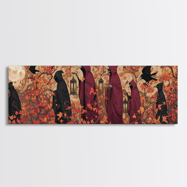 The Autumn Reaper Parade - Icon Portrait, Occult Wall Decor, Extra Wide Wall Art, Canvas Print, Halloween Home Decor, Gothic Wall Art