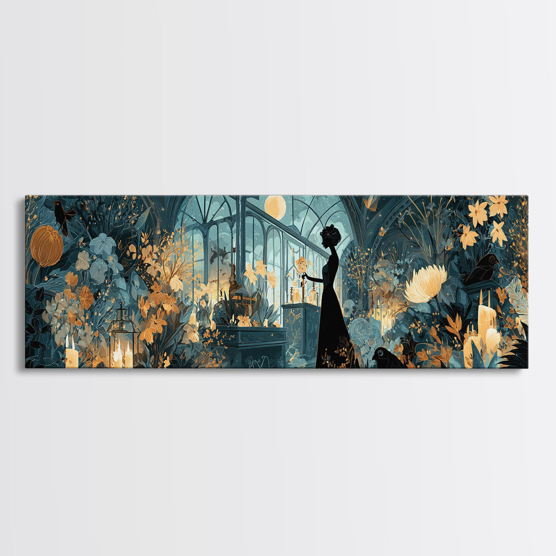 The Witch Queen Greenhouse - Icon Portrait, Gothic Home Decor, Extra Wide Wall Art, Canvas Print, Halloween Home Decor, Gothic Wall Art