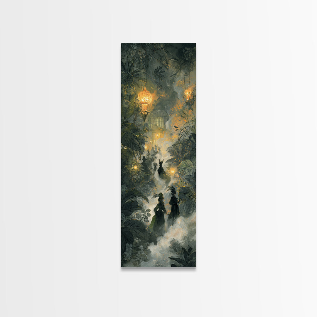 The Witch Queen Greenhouse - Procession Scene, Occult Wall Decor, Tall Narrow Wall Art, Canvas Print, Halloween Home Decor, Gothic Wall Art