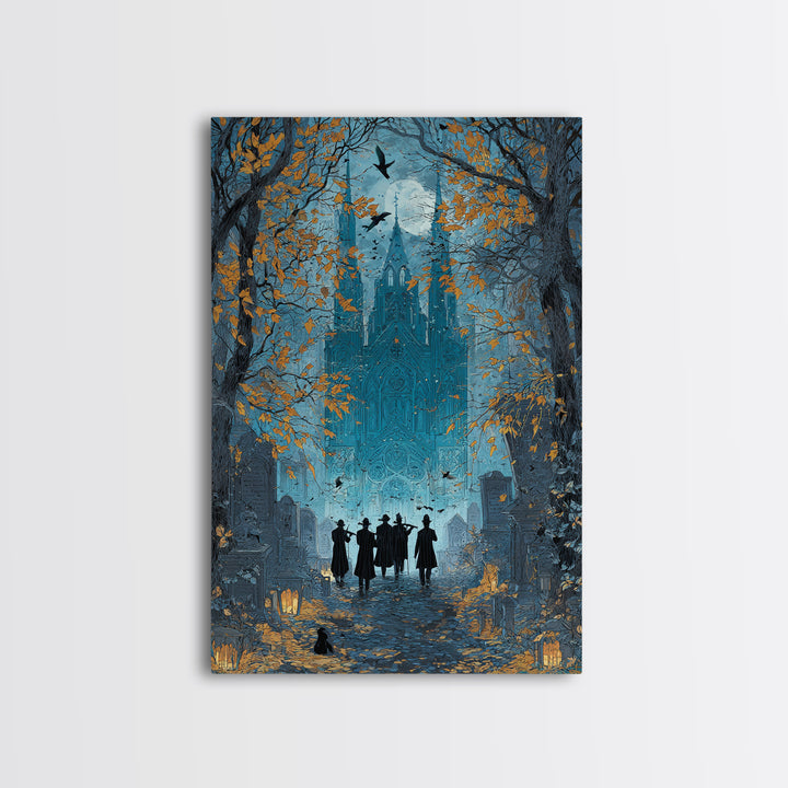 The Ghostly Violin Procession - Icon Portrait, Dark Fantasy Wall Art, Vertical Wall Art, Canvas Print, Halloween Home Decor, Gothic Wall Art