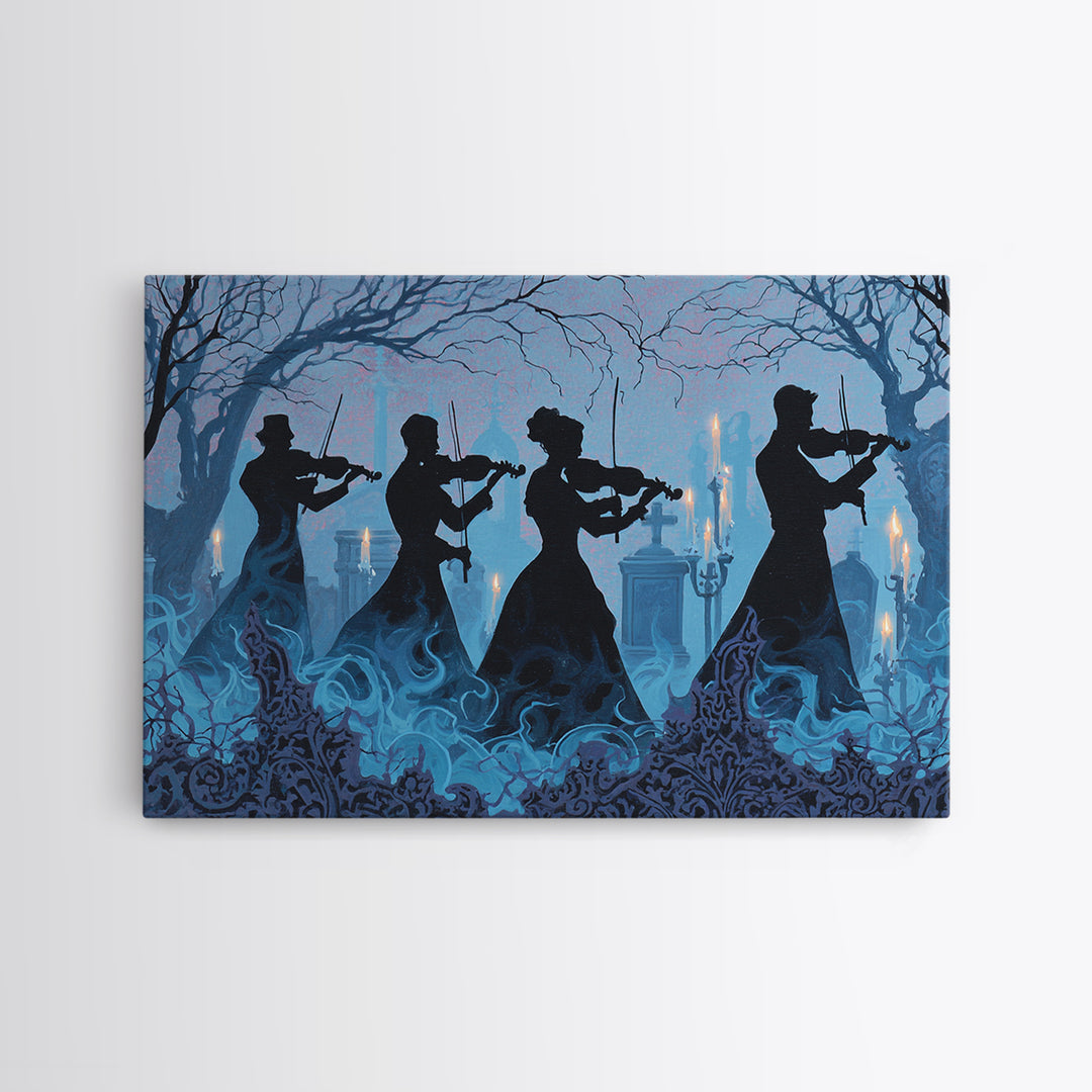 The Ghostly Violin Procession - Icon Portrait, Gothic Home Decor, Landscape Wall Art, Canvas Print, Halloween Home Decor, Gothic Wall Art