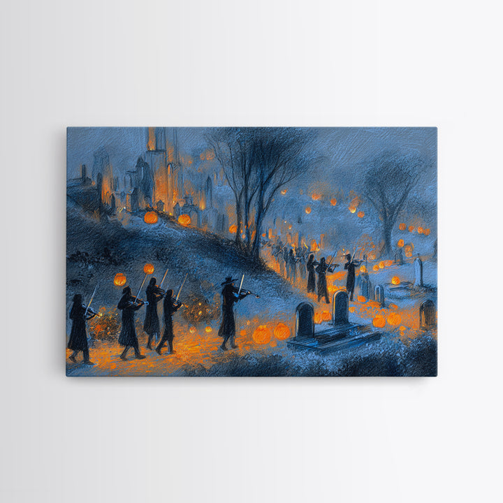The Ghostly Violin Procession - Environmental Panorama, Gothic Home Decor, Landscape Wall Art, Canvas Print, Halloween Home Decor