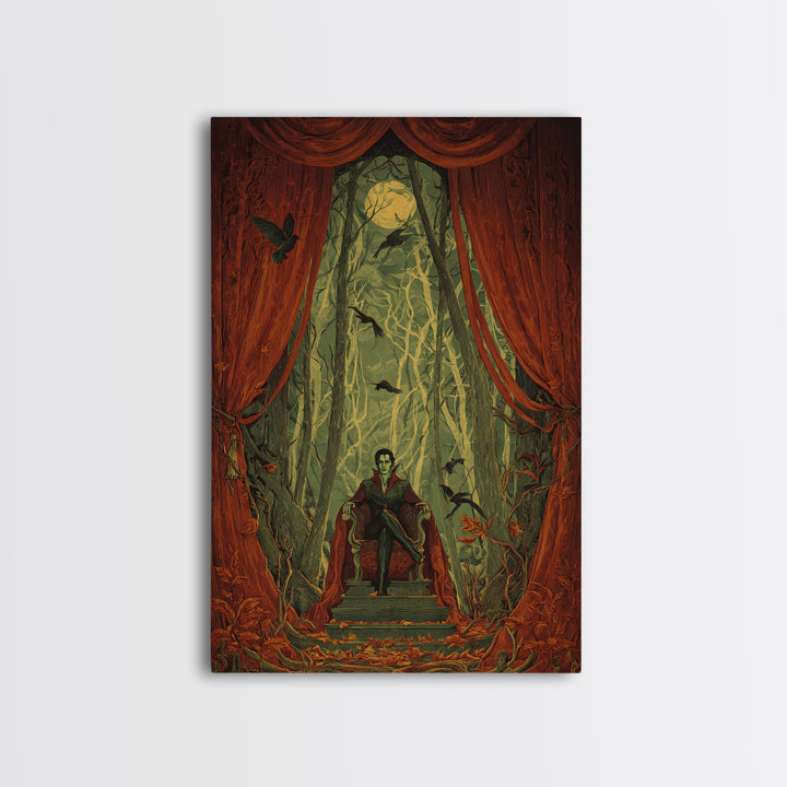 The Velvet Vampire Conservatory - Icon Portrait, Macabre Halloween Art, Vertical Wall Art, Framed Canvas Print, Halloween Home Decor