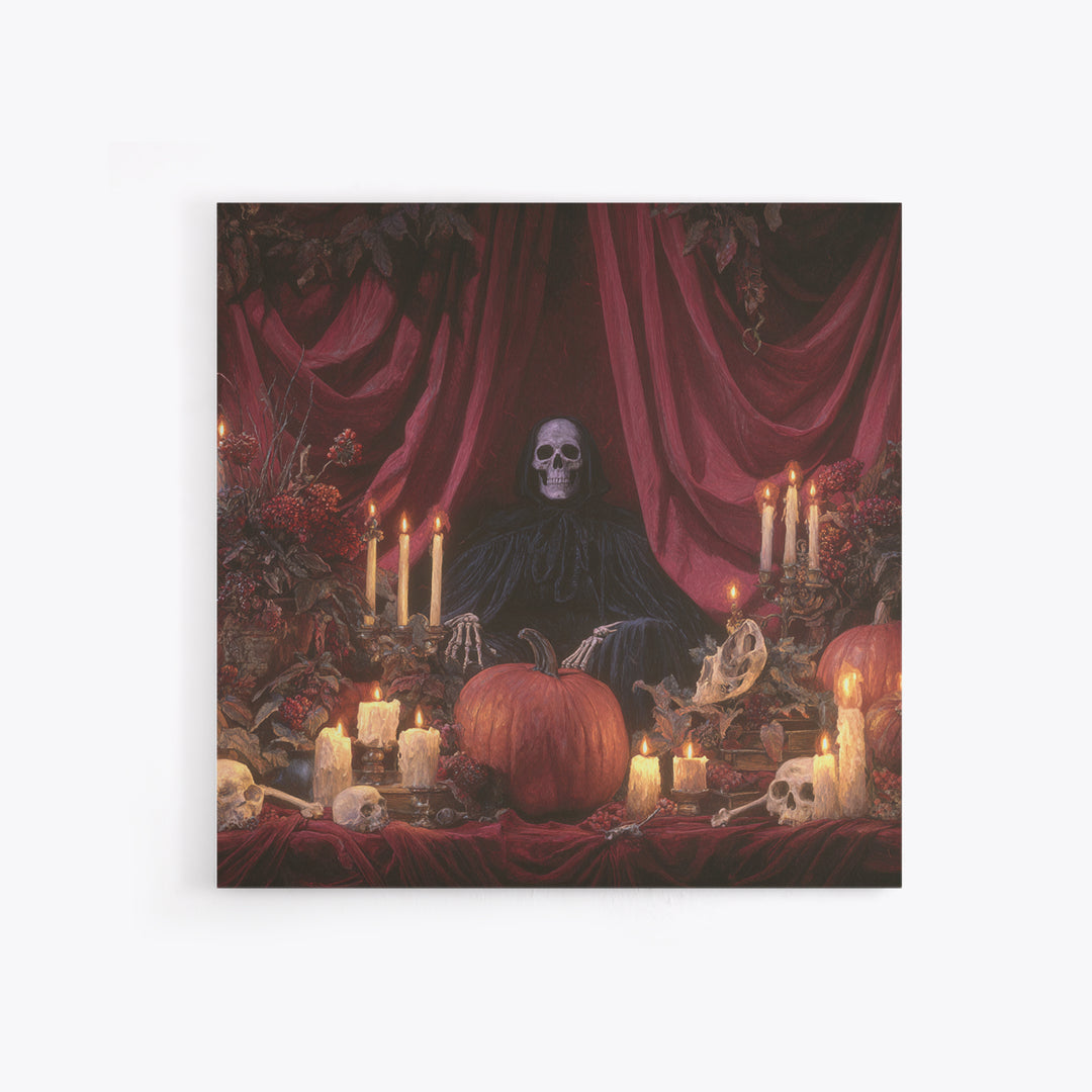 The Velvet Vampire Conservatory - Occult Still Life, Macabre Halloween Art, Square Wall Art, Framed Canvas Print, Halloween Home Decor