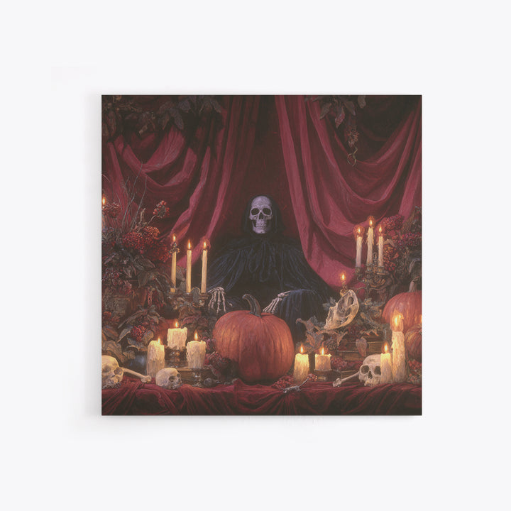 The Velvet Vampire Conservatory - Occult Still Life, Macabre Halloween Art, Square Wall Art, Framed Canvas Print, Halloween Home Decor