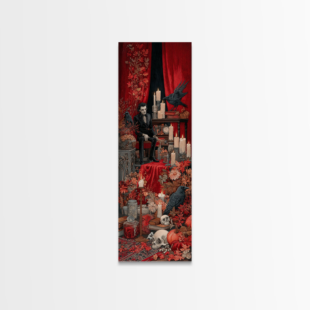 The Velvet Vampire Conservatory - Occult Still Life, Occult Wall Decor, Tall Narrow Wall Art, Canvas Print, Halloween Home Decor